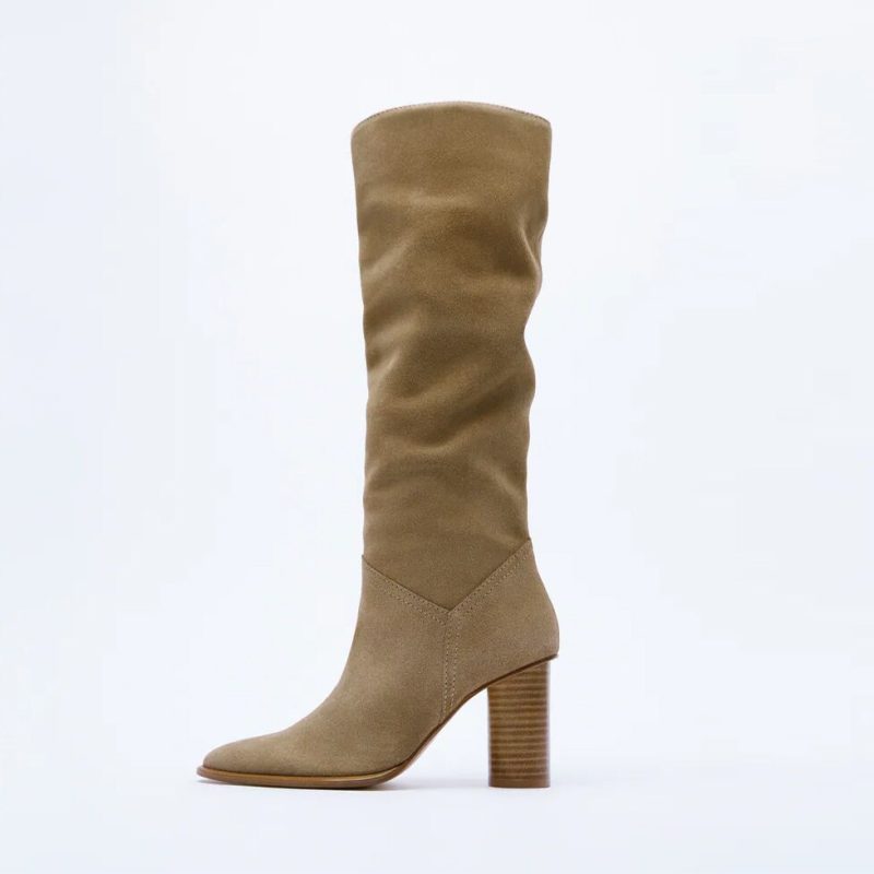 Vanessas Fashion Women Knee High Boots Winter Genuine Leather Pointed Toe High Heels - Image 2