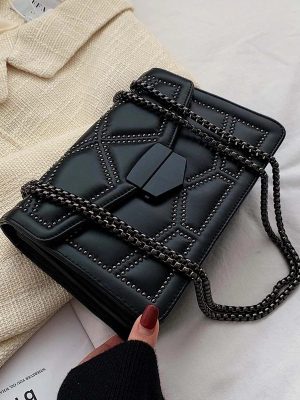 Rivet Chain Brand PU Leather Crossbody Bags For Women