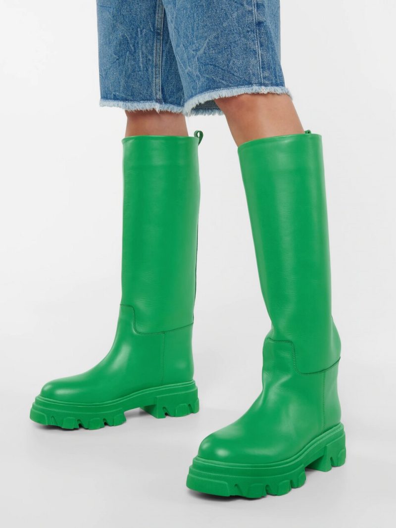 Vanessa's Women Knee High Boots Genuine Leather Low Heel Chelsea Winter Warm Shoes - Image 8
