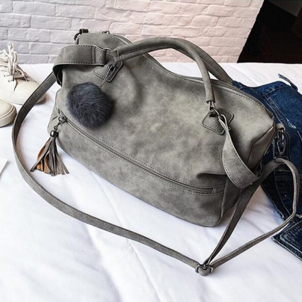 Scrub Shoulder Bags for Women Female Fashion Fur Ball Dames Tassel Lady Vintage Tassel Crossbody Bag - Image 4