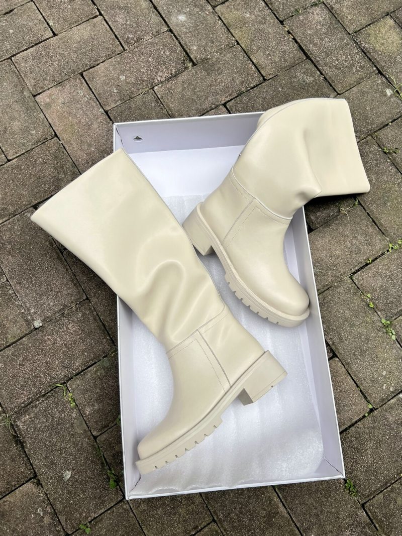 Vanessa's Women Fashion Genuine Leather Knee High Boots Casual Shoes Winter Woman Square Med Heels - Image 7