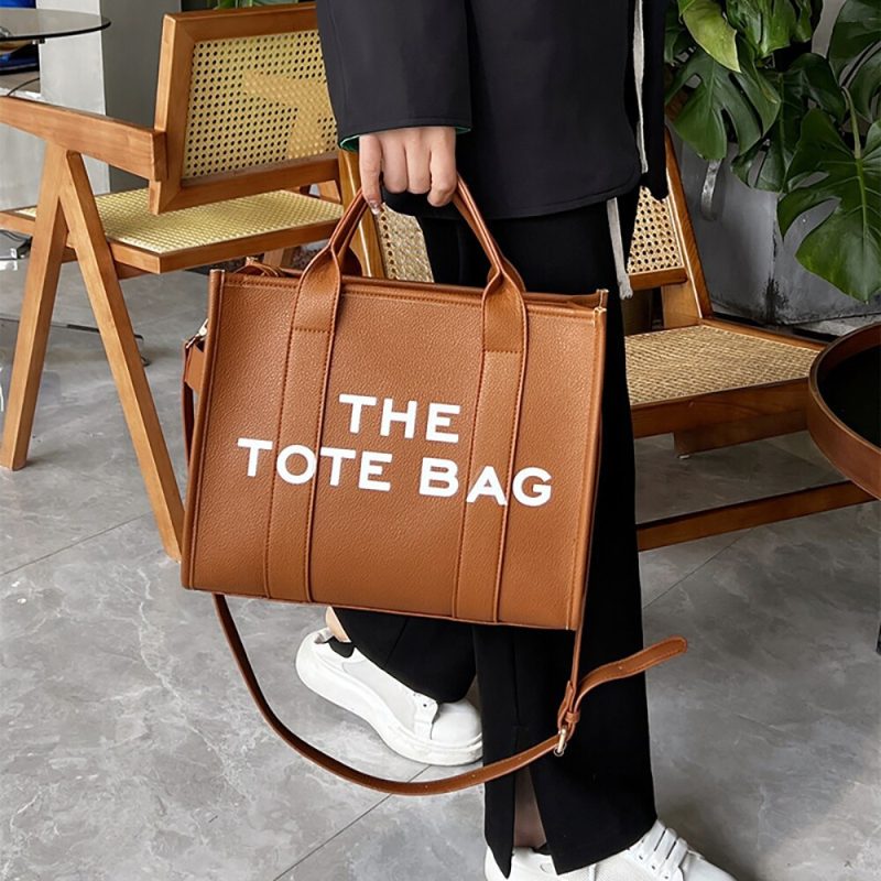 The Traveler Women's Tote Bag - Crossbody Solid Letter Print Large Leisure Handbag - Image 2
