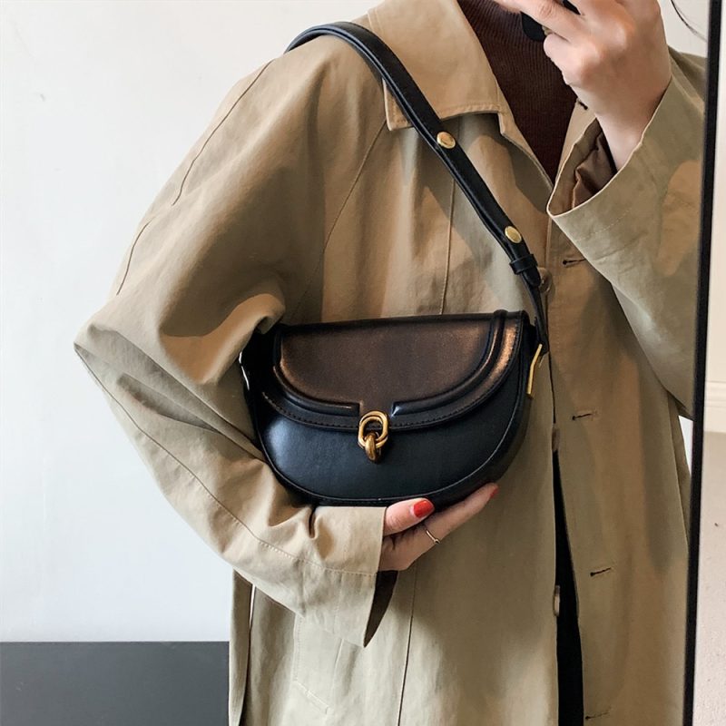Women's Luxury PU Leather Crossbody Shoulder Bag - 2023 Trendy Small Vanessa Saddle Designer Handbags and Purses - Image 2