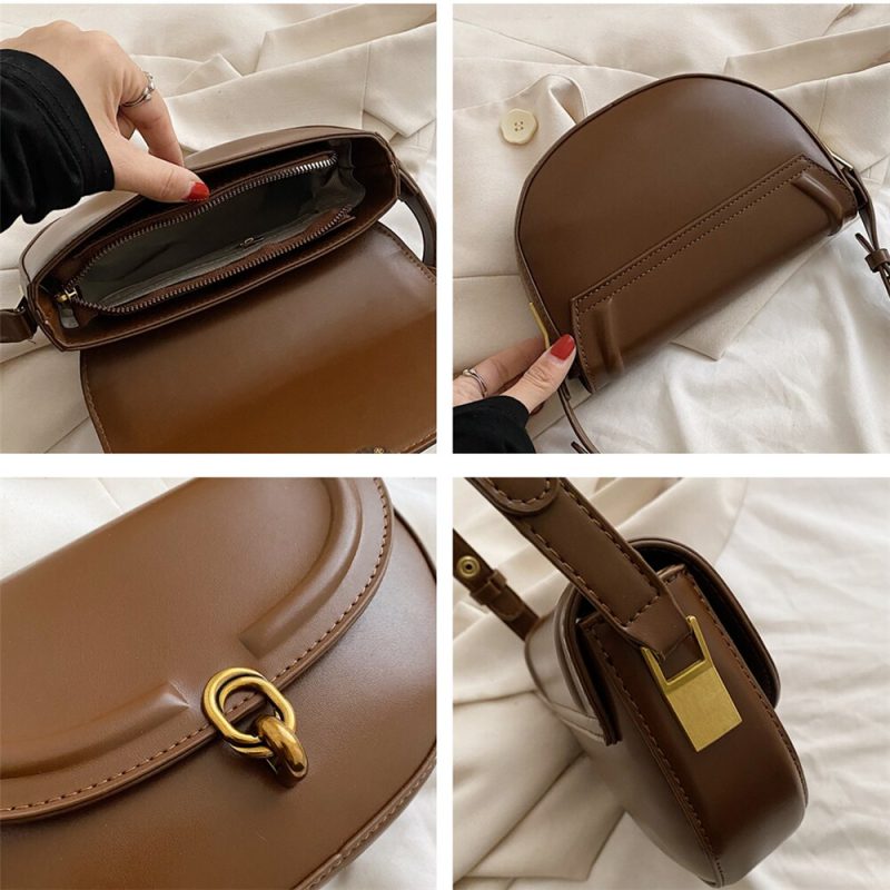 Women's Luxury PU Leather Crossbody Shoulder Bag - 2023 Trendy Small Vanessa Saddle Designer Handbags and Purses - Image 5