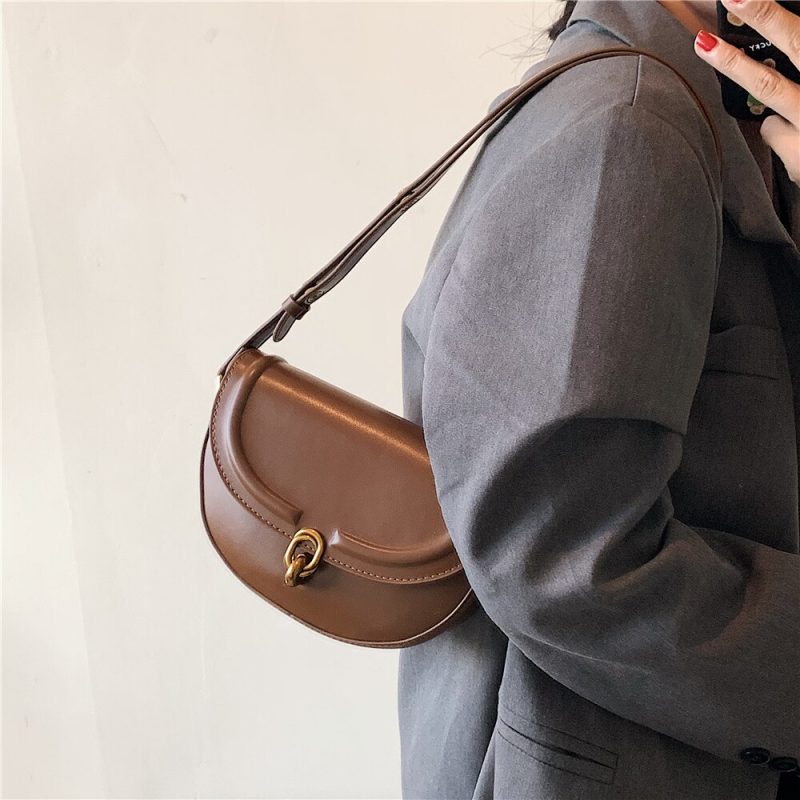 Women's Luxury PU Leather Crossbody Shoulder Bag - 2023 Trendy Small Vanessa Saddle Designer Handbags and Purses - Image 6