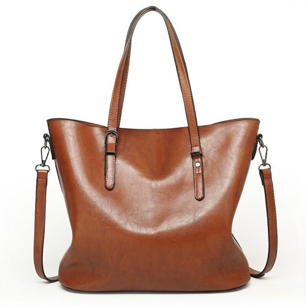 Women Handbag PU Women Bag Large Capacity Oil Wax Leather Shoulder Bag Tote Bag Crossbody Bag - Image 2