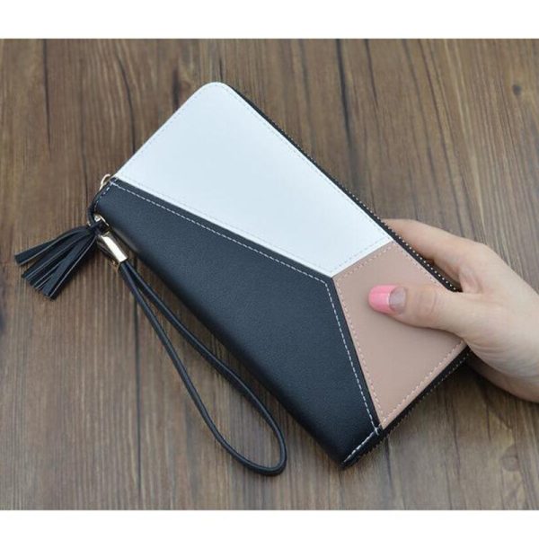 New Fashion Women Wallets PU Leather Zipper Wallet Women's Long Design Purse Clutch Wrist Brand Mobile Bag - Image 3