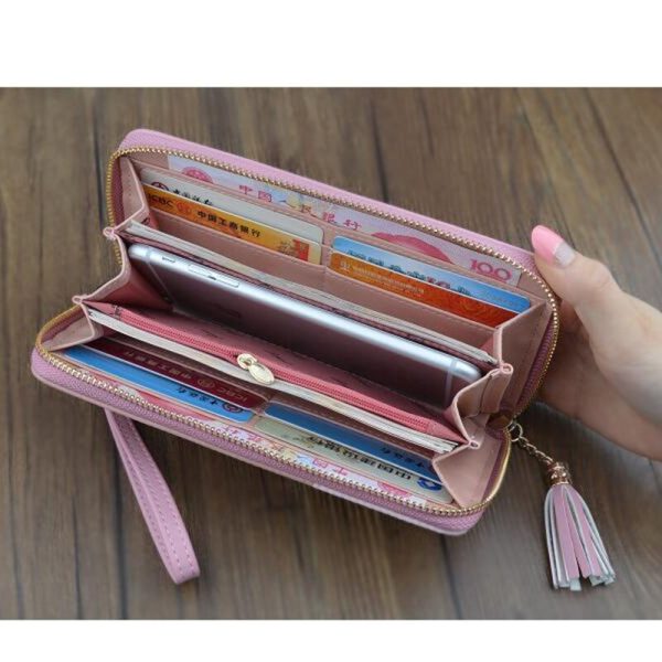 New Fashion Women Wallets PU Leather Zipper Wallet Women's Long Design Purse Clutch Wrist Brand Mobile Bag - Image 5