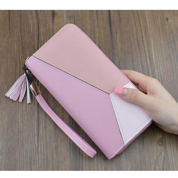 New Fashion Women Wallets PU Leather Zipper Wallet Women's Long Design Purse Clutch Wrist Brand Mobile Bag