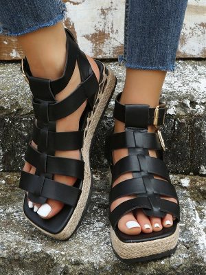 Women’s Wedge Sandals | Vintage Rome Platform, Plus Size, Buckle, Non-slip | Summer Casual Beach Shoes