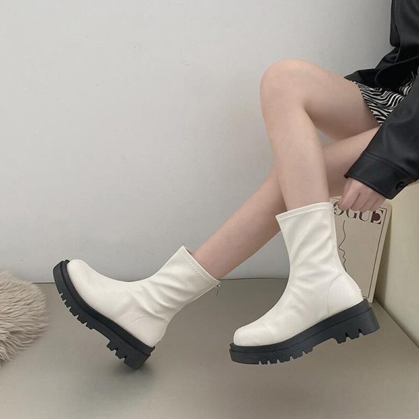 Vanessas Women Ankle Boots PU Flat Female Long Boots - Image 4