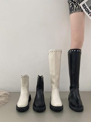 Vanessas Women Ankle Boots PU Flat Female Long Boots