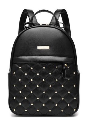 Vanessa’s Chic Beaded PU Leather Women’s Backpack