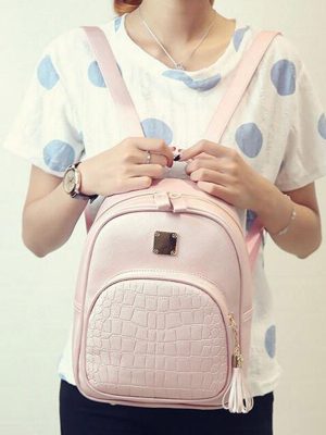 Vanessa’s Crocodile Pattern PU Leather Backpack