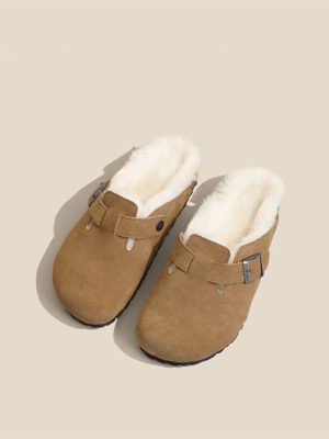 Vanessas Slippers Woman Winter Nubuck Leather Cotton Slippers