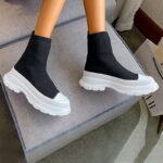 Vanessas Sock Boots Slip-on Short Plus Size Thick Bottom Ankle Boot - Image 4