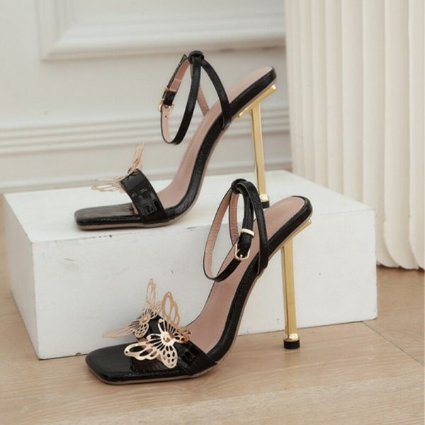 Vanessas Thin High Sandals Ladies Butterfly Straight Strap High Heels - Image 6