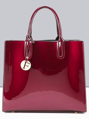 Luxury designer Red Patent Leather Tote Bag Handbags Women Famous Brand Lady’s Lacquered Handbag