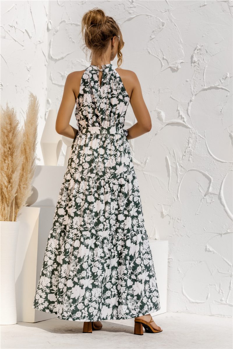Polka Dot Printed Halter Tied Dress Dress - Image 5