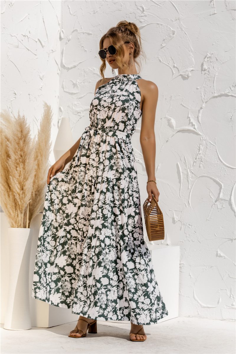 Polka Dot Printed Halter Tied Dress Dress - Image 6
