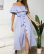 Spring Summer off-Shoulder Ruffled Striped Button Dress