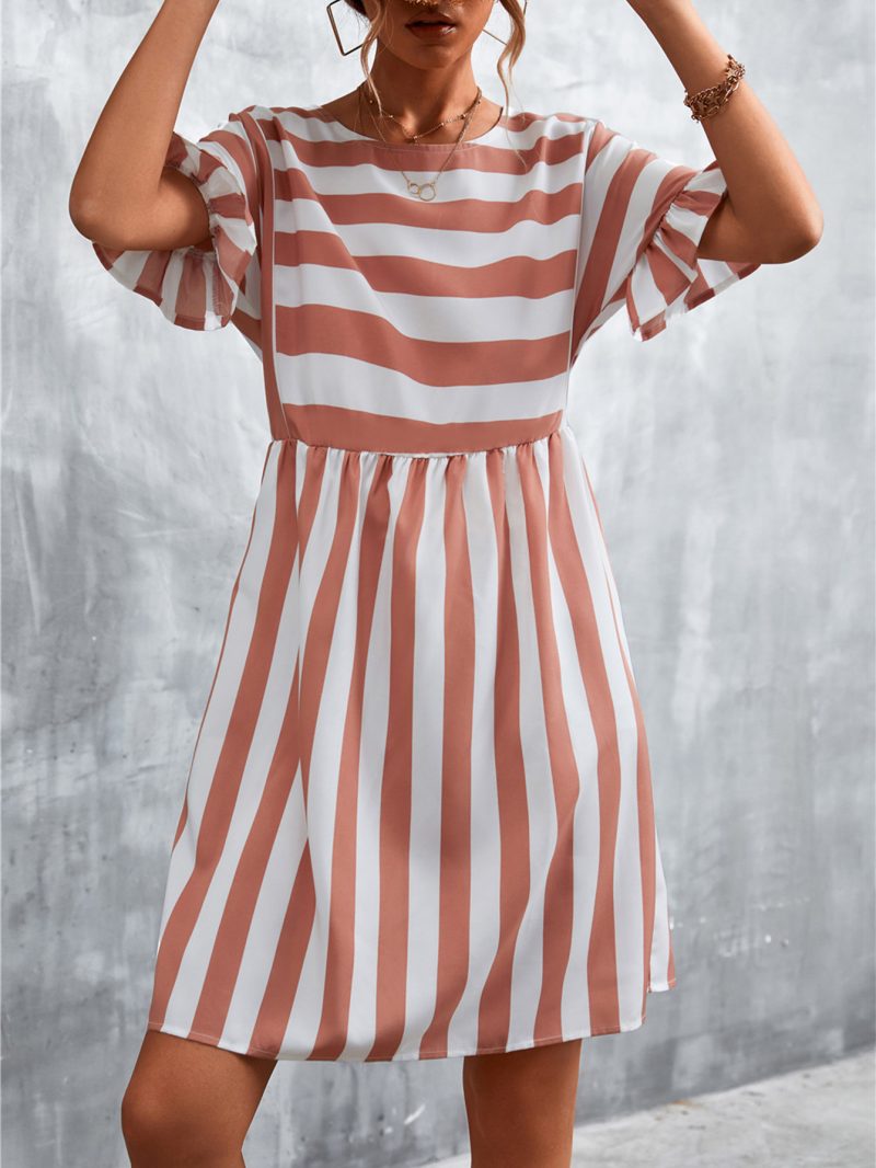 Popular Women Clothing Striped Stitching Dress - Image 2