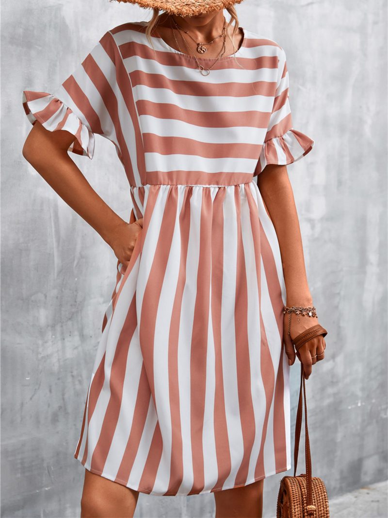 Popular Women Clothing Striped Stitching Dress - Image 4