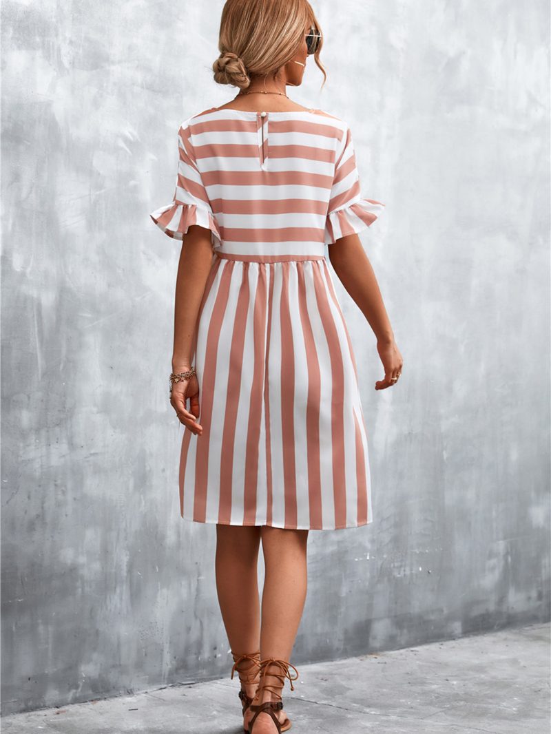 Popular Women Clothing Striped Stitching Dress - Image 5
