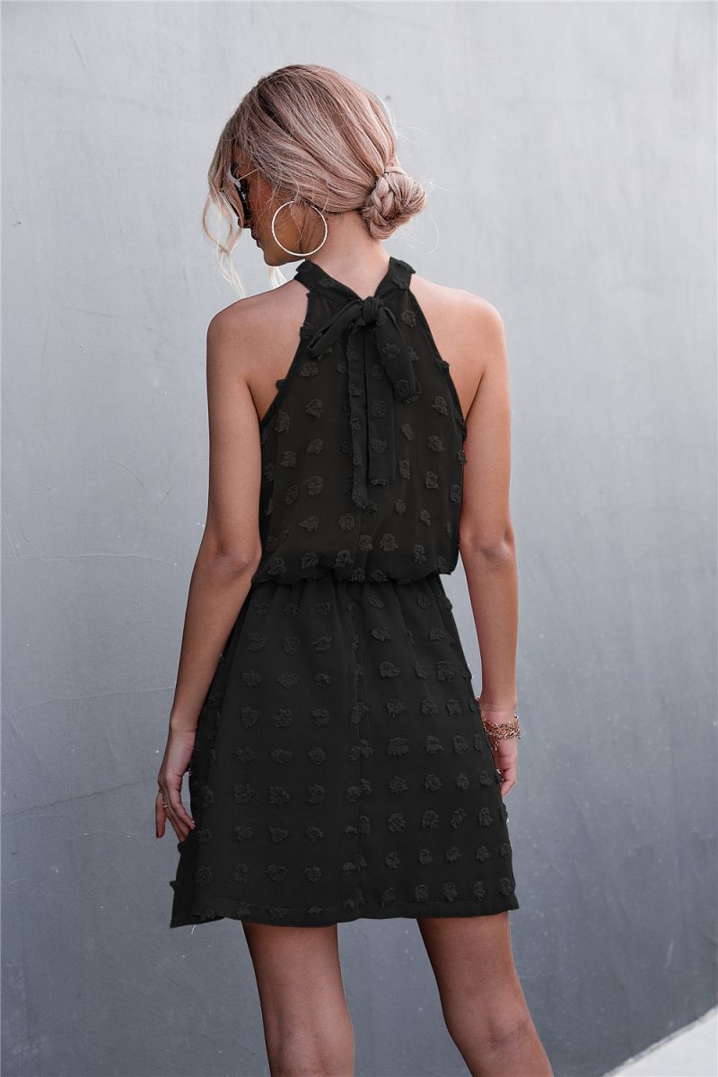 Popular Women Clothing Halter Jacquard Fur Ball Dress - Image 4