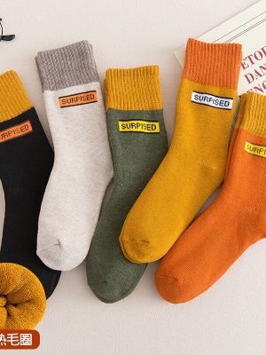 Vanessa’s Thicken Terry Socks for Women – Solid Colors & Letter Prints