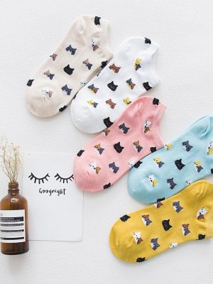 1 Pairs Women’s Summer Cotton Siamese Cat Colorful Happy Socks