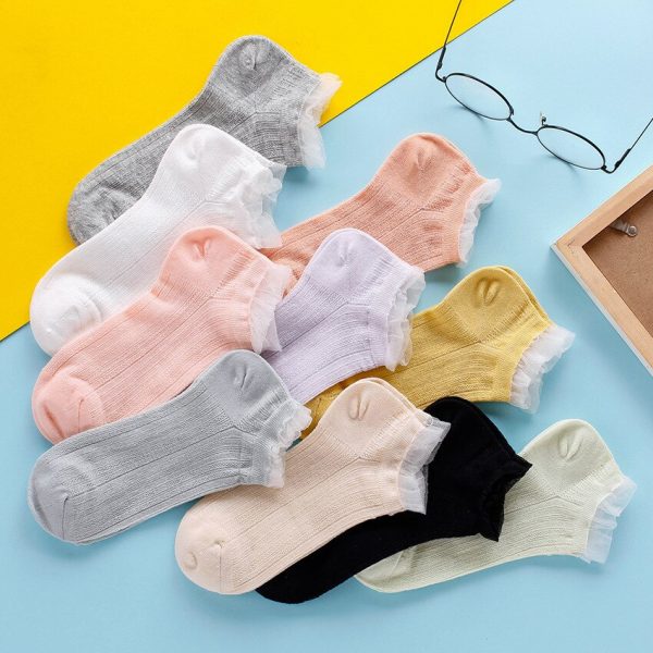 Vanessa's Sweet Princess Lace Edge Shallow Mouth Socks - 10 Pairs