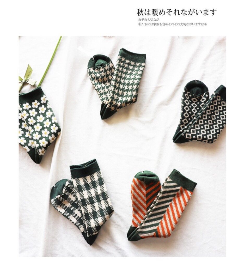 Vanessa's Small Fresh Cute Cotton Pile Socks for Women Autumn Winter 5 Pairs - Image 6