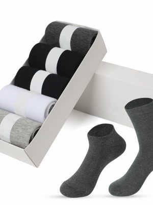 5 Pairs Box Pack Men’s Cotton Soft Breathable antibacterial Summer Winter Socks – Gift Pack