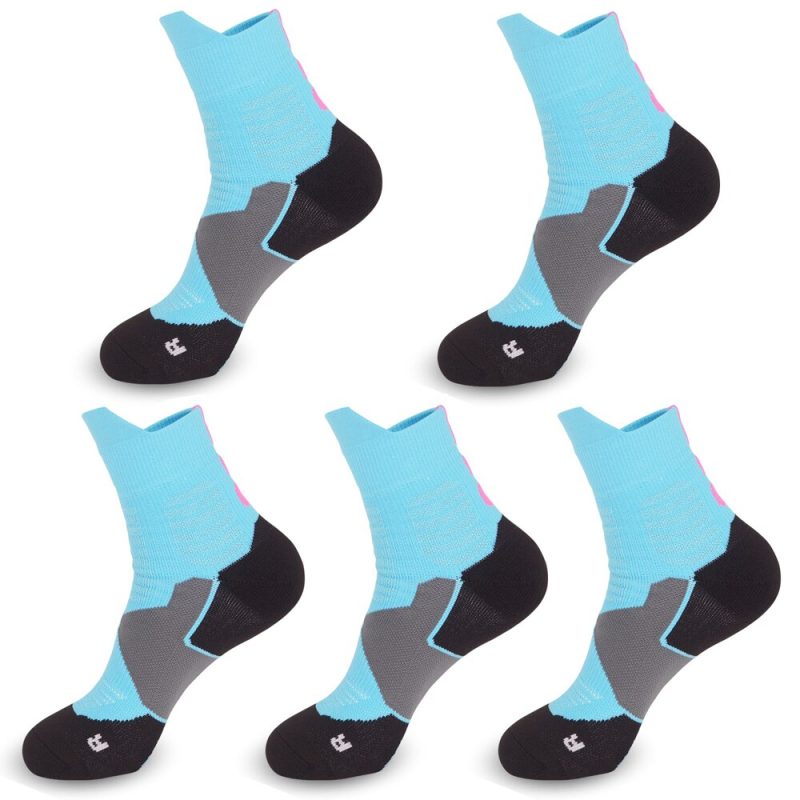 5 Pairs Pack Sports Socks Men Professional Basketball Running Towel Bottom Anti-Slip Socks - Image 3