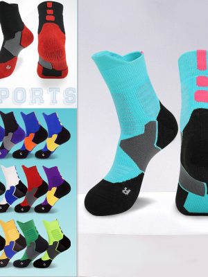 5 Pairs Pack Sports Socks Men Professional Basketball Running Towel Bottom Anti-Slip Socks