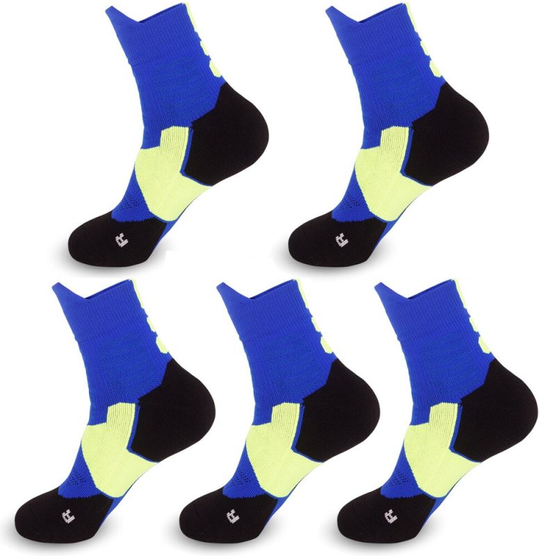 5 Pairs Pack Sports Socks Men Professional Basketball Running Towel Bottom Anti-Slip Socks - Image 5