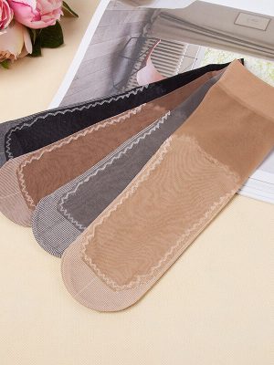 Velvet Short Cotton Bottom Non-slip Short Tube Silk Socks –  5 Pairs Pack