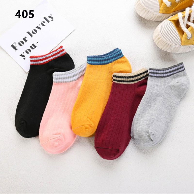 Women Cotton Pink Cute Cat Ankle Transparent Happy Socks - 5 Pairs Pack - Image 5