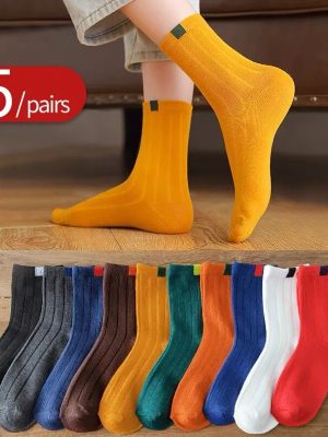 Vanessa’s Winter Warm Low Top Socks Cute Set Men’s Japanese Style Socks 5 Pairs