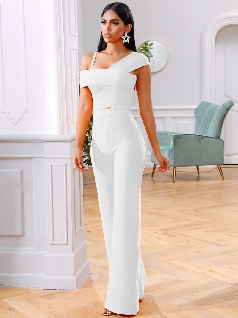 New Summer Orange 2 Two Pieces Sets Sexy Spaghetti Strap Short Sleeve Tops & Long Pants Women Fashion Club Party Sets - Image 5