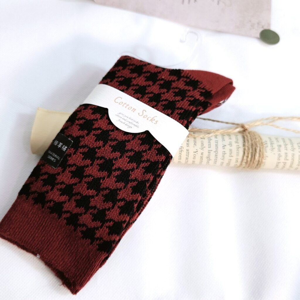 Vanessa's Houndstooth Cotton High Tube Socks for Women 5 Pairs- Winter Collection - Image 3
