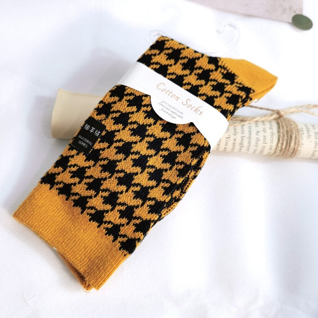 Vanessa's Houndstooth Cotton High Tube Socks for Women 5 Pairs- Winter Collection - Image 4