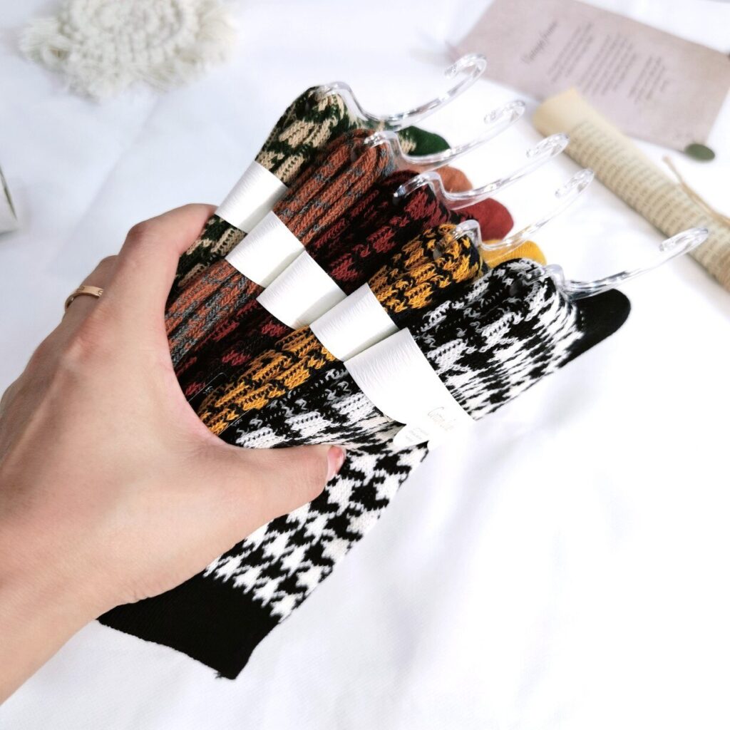Vanessa's Houndstooth Cotton High Tube Socks for Women 5 Pairs- Winter Collection - Image 5