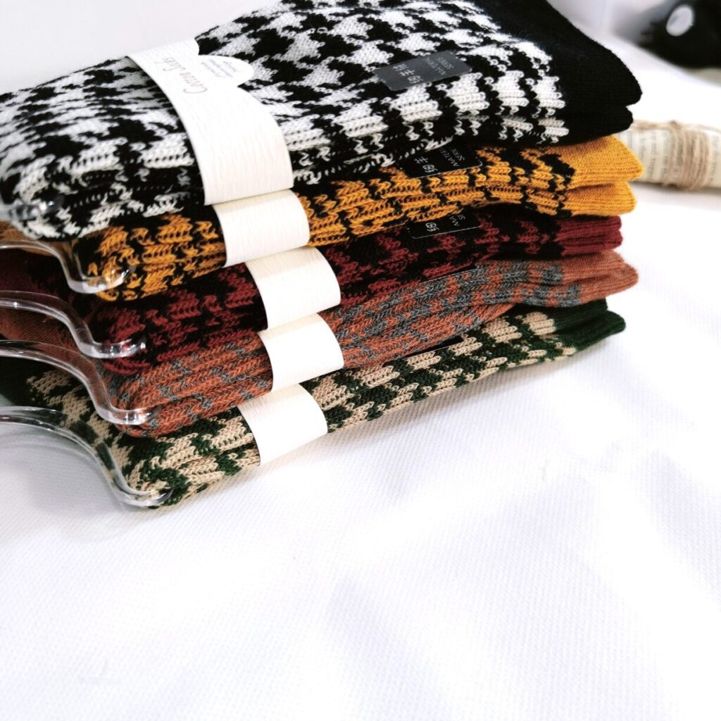 Vanessa's Houndstooth Cotton High Tube Socks for Women 5 Pairs- Winter Collection - Image 6