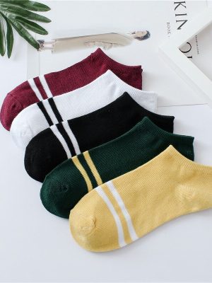 Vanessa’s Striped Cotton Boat Socks for Women