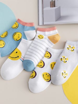 Vanessa’s Happy Cartoon Calcetines Women’s Harajuku Style Socks 5 Pairs