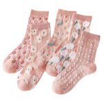 Vanessa's Colorful Flower Women's Cotton Crew Socks - 5 Pairs Spring Collection - Image 3