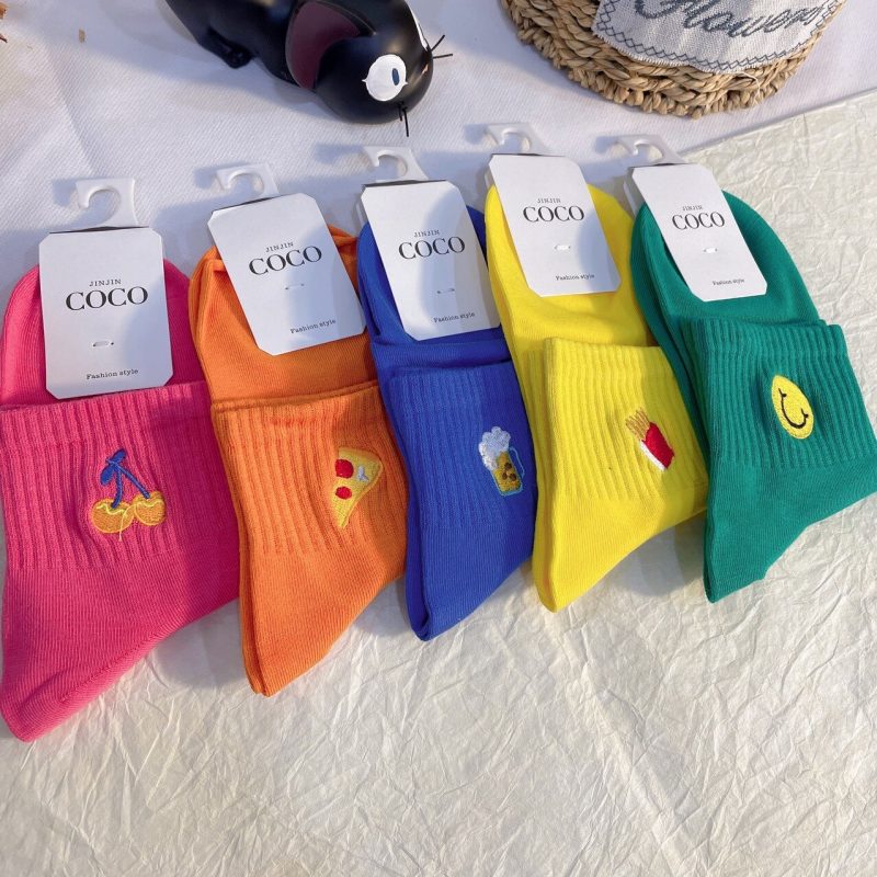 Vanessa's Colorful Cartoon Winter Cotton Unisex Socks with Creative Fashion Vine Graffiti - Pack of 5 Pairs - Image 2