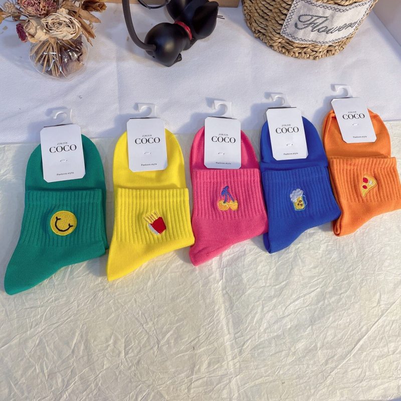 Vanessa's Colorful Cartoon Winter Cotton Unisex Socks with Creative Fashion Vine Graffiti - Pack of 5 Pairs - Image 3